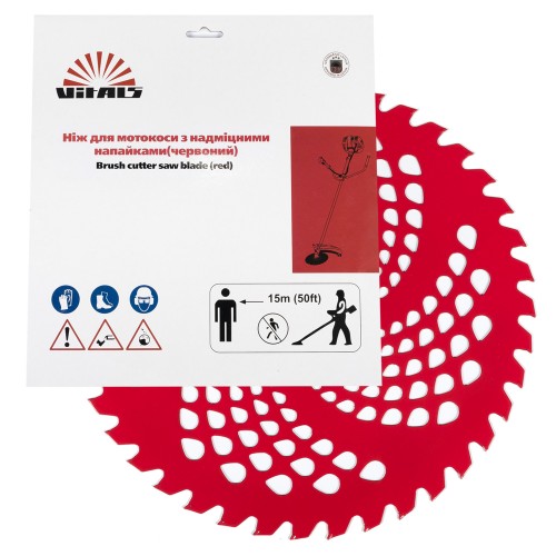 Ніж до мотокоси 40 зуб.(нерж.сталь) в уп. Червоний - фото 1