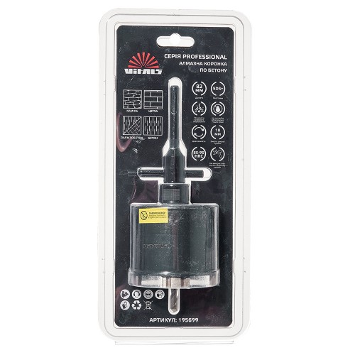 Комплект коронка алмазна по бетону Vitals Professional 82×110 мм М16 SDS-plus - фото 2