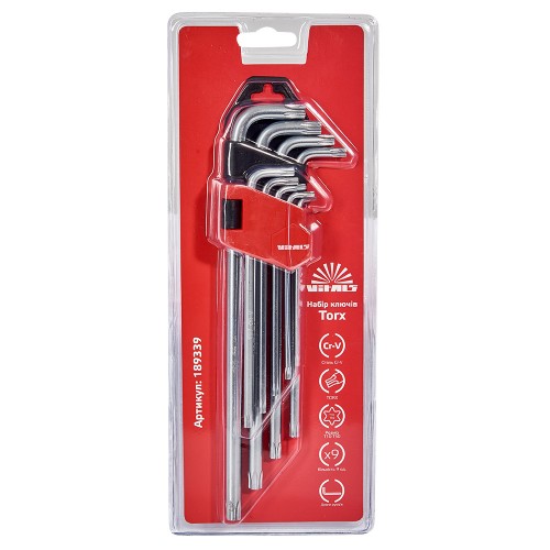 Набір ключів шестигранних подовжених Torx 9 шт. Т10–Т50 Vitals Master - фото 3