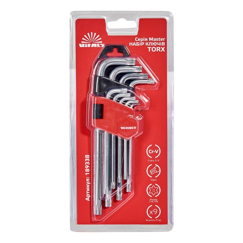 Набір ключів шестигранних Torx 9 шт. Т10–Т50 Vitals Master - фото 3