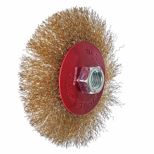 Щітка конічна Vitals гофрована латунована 115 мм М14, 0,3 мм - фото 1